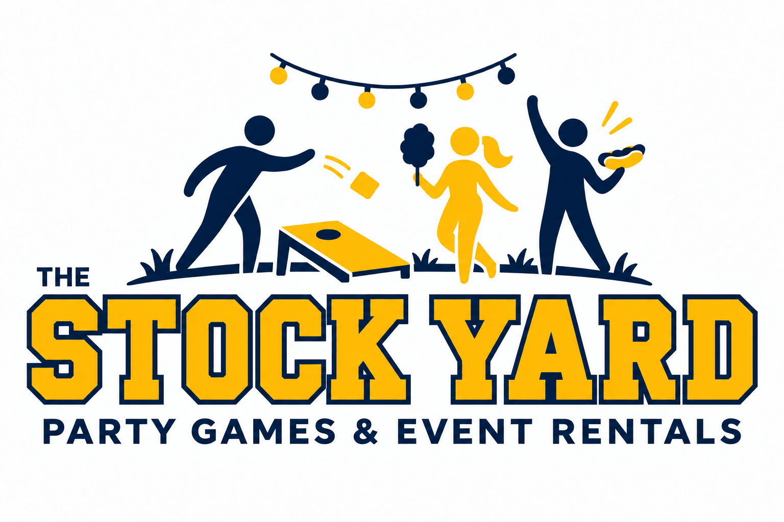 The Stock Yard — Party Games and Event Rentals, navy and maize logo